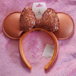NWT Disney Peach Punch Sequin Ears